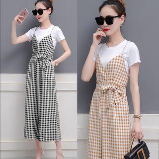 Set: Short-sleeve T-shirt + Strappy Wide Leg Pants