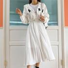 Letter Zipped Pleated-panel Maxi Hoodie Dress