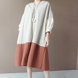 Color-block A-line Loose-fit Dress