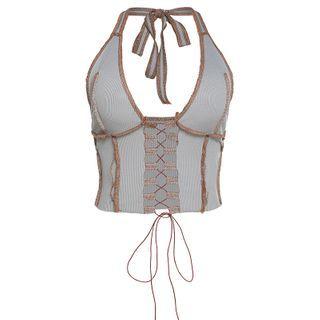 Lace-up Halter Camisole Top