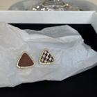 Asymmetrical Triangle Rhinestone Stud Earring 1 Pair - Asymmetric - Brown - One Size