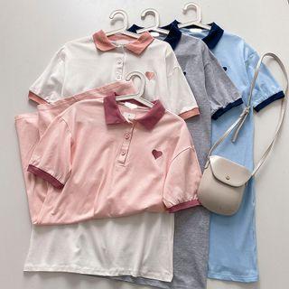 Short-sleeve Two-tone Embroidered Dress
