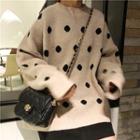 Drop Shoulder Dotted Print Loose Sweater
