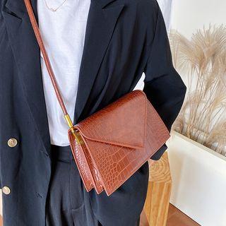 Faux Croc Grain Shoulder Bag