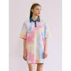 Letter Dyed Waffle Mini Polo Shirtdress Multicolor - One Size