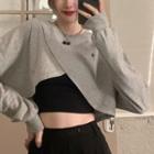 Asymmetrical Cropped Sweatshirt / Camisole Top