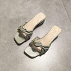 Knotted Strap Block Heel Slide Sandals
