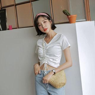 Drawcord-front Cropped Top