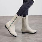 Hidden-wedge Embellished Mid-calf Boots