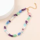 Faux Pearl Faux Gemstone Alloy Necklace Blue & Green & Purple & White - One Size