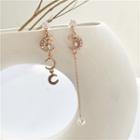 Non-matching Rhinestone Moon Dangle Earring 1 Pair - Stud Earrings - Gold - One Size
