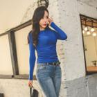 Crew-neck Shirred Slim-fit T-shirt