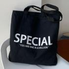 Lettering Canvas Tote Bag Special - Black - One Size