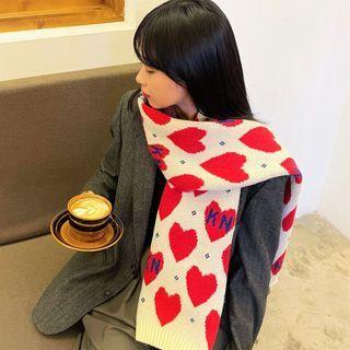 Heart Scarf Red & Beige - One Size