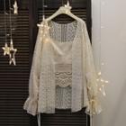 Bell-sleeve Lace Jacket Almond - One Size