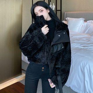 Faux-fur Stand-collar Zip Jacket