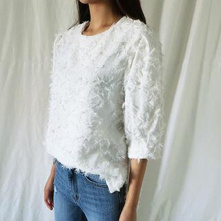 Round-neck Furry-textured Top