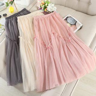 Midi Bow A-line Mesh Skirt