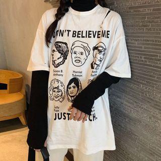 Short-sleeve Face Print T-shirt