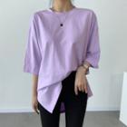 Elbow Sleeve Slit Oversized T-shirt