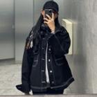 Stitch Oversized Denim Jacket Black - One Size