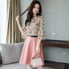 Bell-sleeve Blouse / A-line Skirt