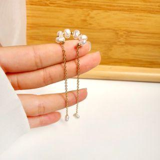 Faux Pearl Chained Ear Cuff 1 Pc - Ear Cuff - Gold - One Size