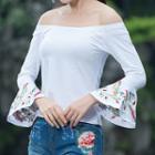 Embroidered Bell 3/4-sleeve T-shirt