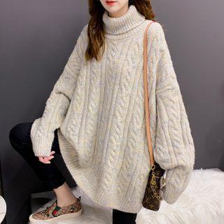 Linen Flower High-neck Sweater