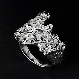 Irregular Alloy Ring 1 Pc - Dark Black - One Size