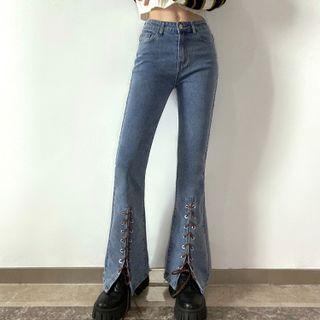 Lace-up Bootcut Jeans