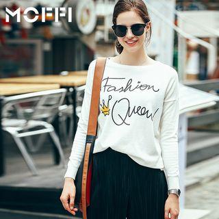 Lettering Long Sleeve Knit Top