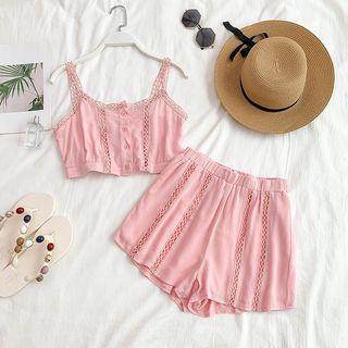 Set: Spaghetti-strap Crop Top + Shorts