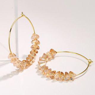 925 Sterling Silver Gemstone Earring 1 Pair - Gold - One Size