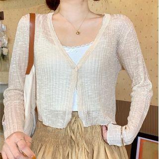 Long-sleeve V-neck Cropped Cardigan