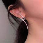 Rhinestone Twisted Earring 1 Pair - Silver Needle - As Shown In Figure - One Size