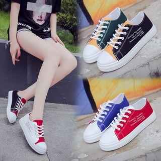 Lettering Color Panel Canvas Sneakers