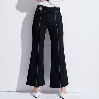 Contrast Stitching Bell-bottom Pants