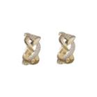 Sterling Silver Rhinestone Braided Ring 1 Pair - Gold - One Size
