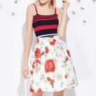 Set: Striped Knit Top + Floral Skirt