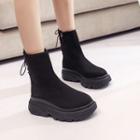 Lace-up Back Platform Short Boots