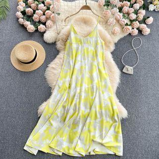 Asymmetrical Tie-dye Spaghetti-strap Dress