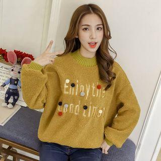 Pom Pom Letter Embroidered Pullover