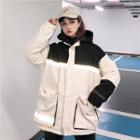 Lettering Reflective Hooded Padded Jacket
