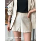 Linen Blend High-waist Shorts