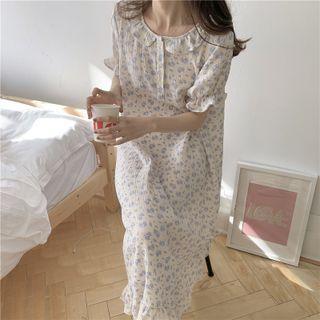 Bell-sleeve Floral Print Sleep Dress