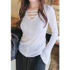 Slit-sleeve Cutout-front Top