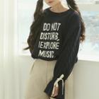 Dont Disturb Letter Cable Sweater Navy Blue - One Size