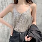 Sequined Camisole Top As Shown In Figure - One Size