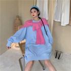 Plain Loose-fit Sweatshirt / Shawl